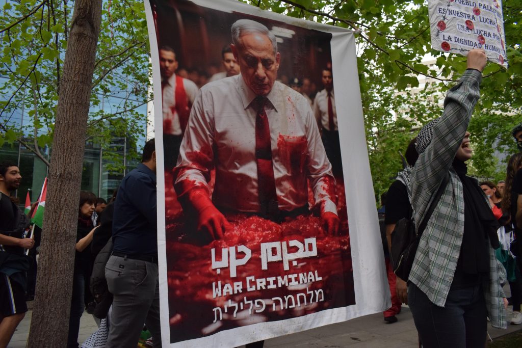 Manifestación fuera de la embajada de Israel